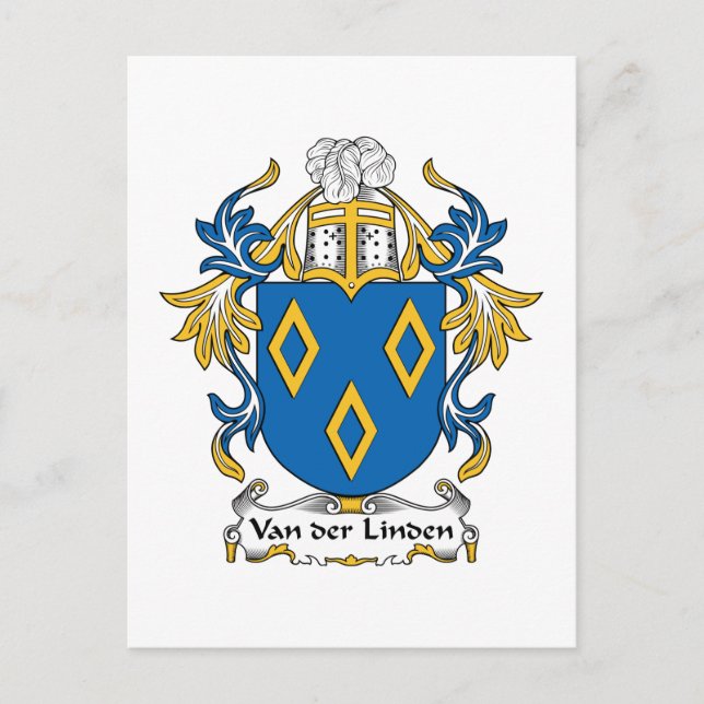 Cartão Postal Van der Linden Family Crest (Frente)