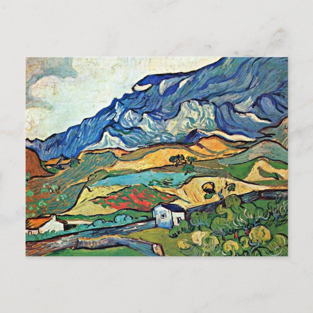 Cartão Postal Van Gogh - A paisagem da montanha Les Alpilles (Frente)
