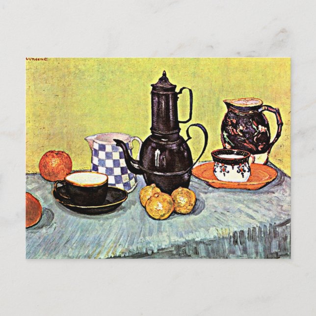 Cartão Postal Van Gogh - A Vida Estática com o Blue Enamel Coffe (Frente)