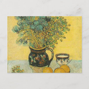 Cartão Postal van gogh ainda vive majolica com flores silvestres