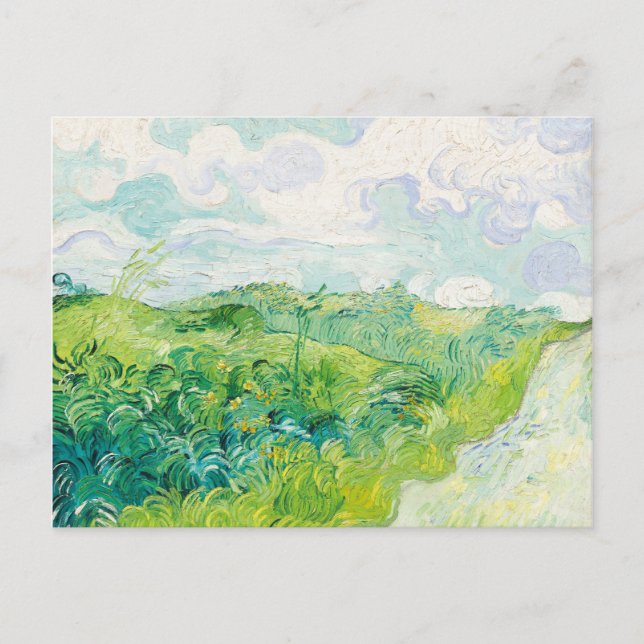 Cartão Postal Van Gogh. Campos de Trigo Verde Auvers. Impression (Frente)