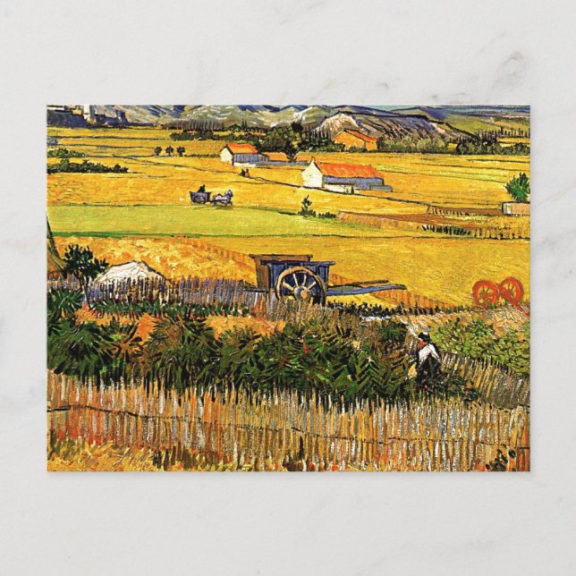 Cartão Postal Van Gogh - Colheita em La Crau com Montmajour, (Frente)