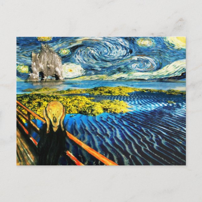 Cartão Postal Van Gogh Edvard Encontra Vincent Noite Estrelada (Frente)