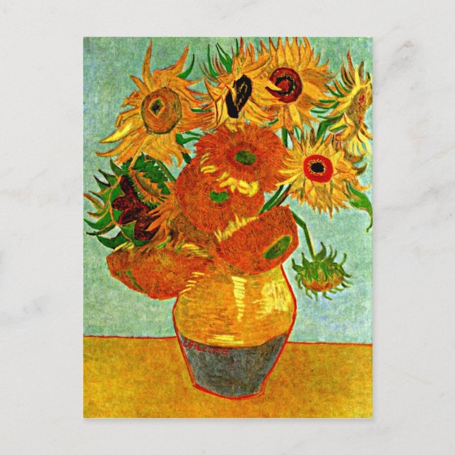 Cartão Postal Van Gogh - Girassóis, Vase de Vida Estável com 12 (Frente)