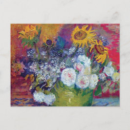 Cartão Postal Van Gogh - Natureza-Morta com Rosas e Girassóis
