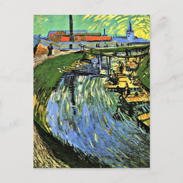 Cartão Postal Van Gogh - O Canal Roubine du Roi com Washerwomen (Frente)