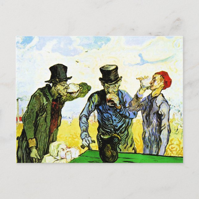 Cartão Postal Van Gogh - Os Bebidas, famosa pintura,  (Frente)