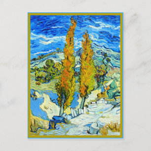 Cartão Postal Van Gogh - Os Poplars na Rua.-Remy, obra-prima