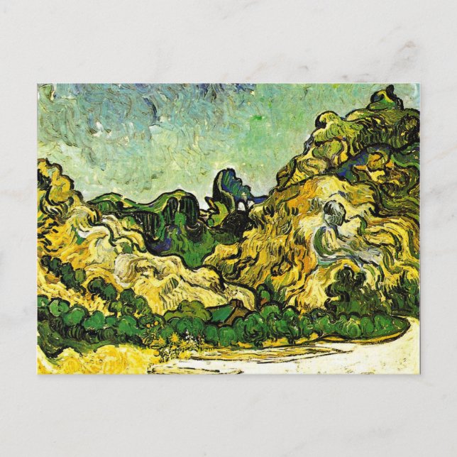 Cartão Postal Van Gogh - Paisagem Montanhosa em Saint-Remy (Frente)