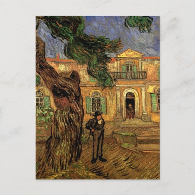 Cartão Postal Van Gogh Pine Trees Figura Jardim Rua Paul Hospita (Frente)