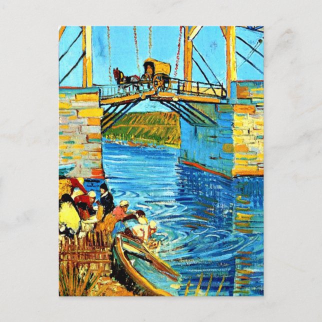 Cartão Postal Van Gogh - Ponte Langlois em Arles com Mulheres (Frente)