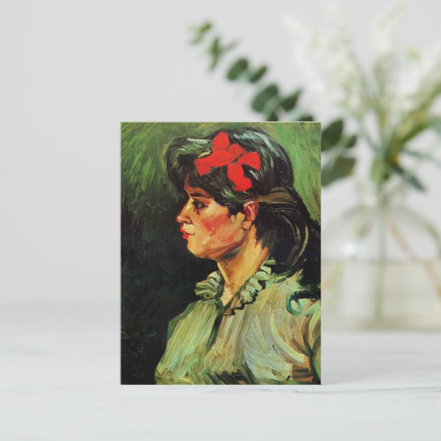 Cartão Postal Van Gogh - Retrato da Mulher com Fita Vermelha (Em pé/Frente)