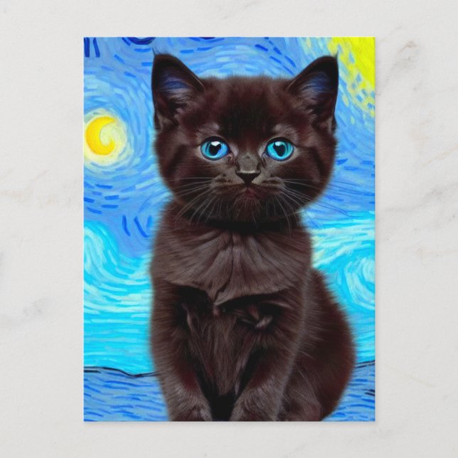 Cartão Postal Van Gogh Starry Night Black (Frente)