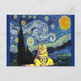 Cartão Postal Van Gogh - Starry Night, Cat Art Parody,