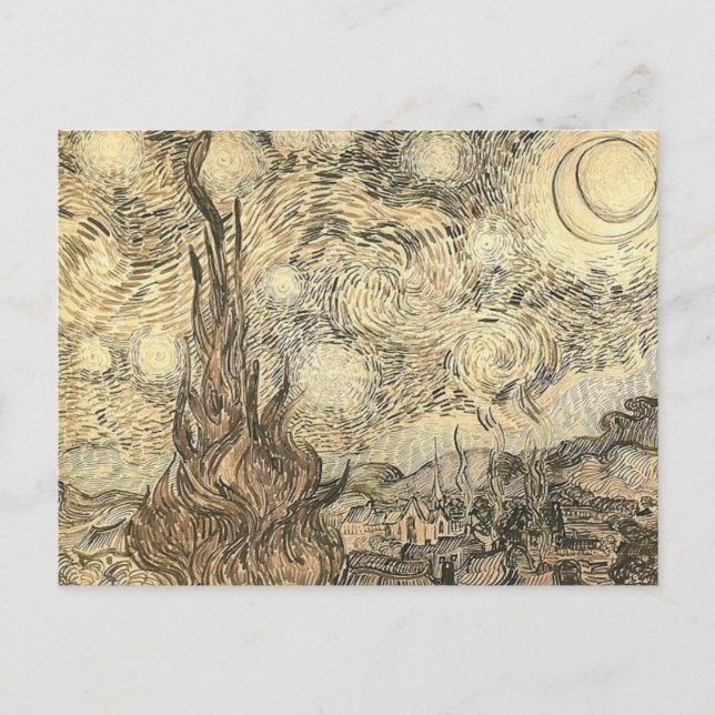 Cartão Postal van gogh Starry Night desenho (Frente)