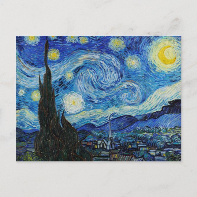 Cartão Postal Van Gogh Starry Night. Impressionismo arte de vint (Frente)
