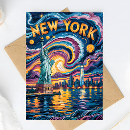 Cartão Postal Van Gogh Starry Night New York Liberty Viagem