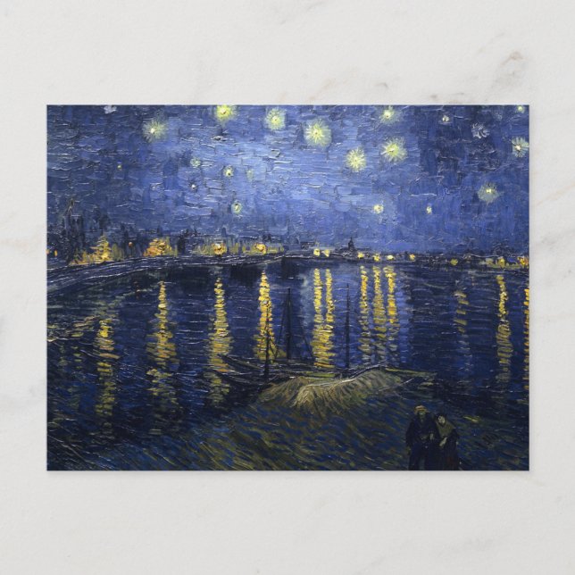 Cartão Postal Van Gogh Starry Night Sobre O Ródano (Frente)