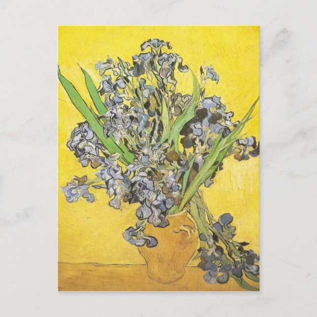 Cartão Postal Van Gogh Still Life Vase, Irises (F678) Fine Art (Frente)