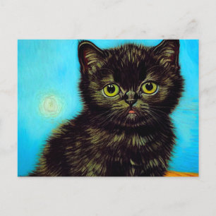 Cartão Postal Van Gogh Style Pouting Kitten