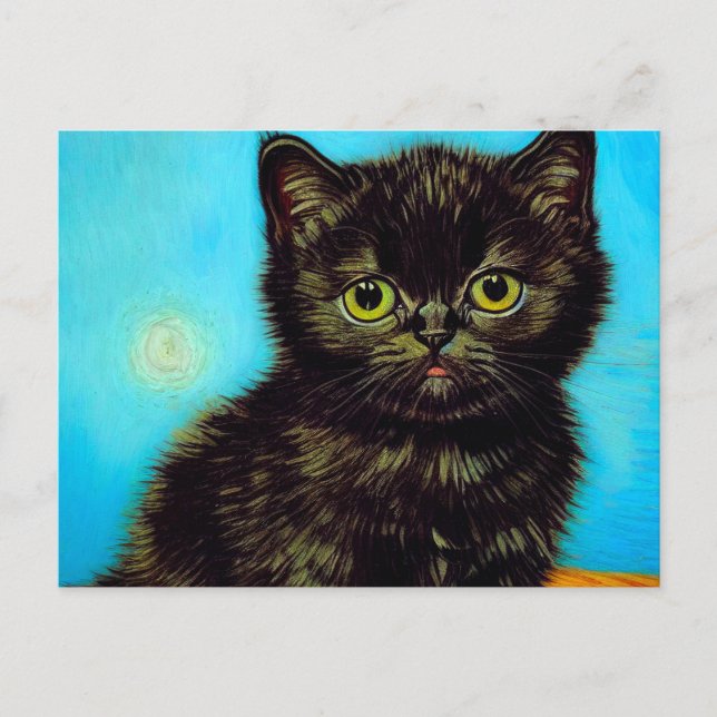 Cartão Postal Van Gogh Style Pouting Kitten (Frente)