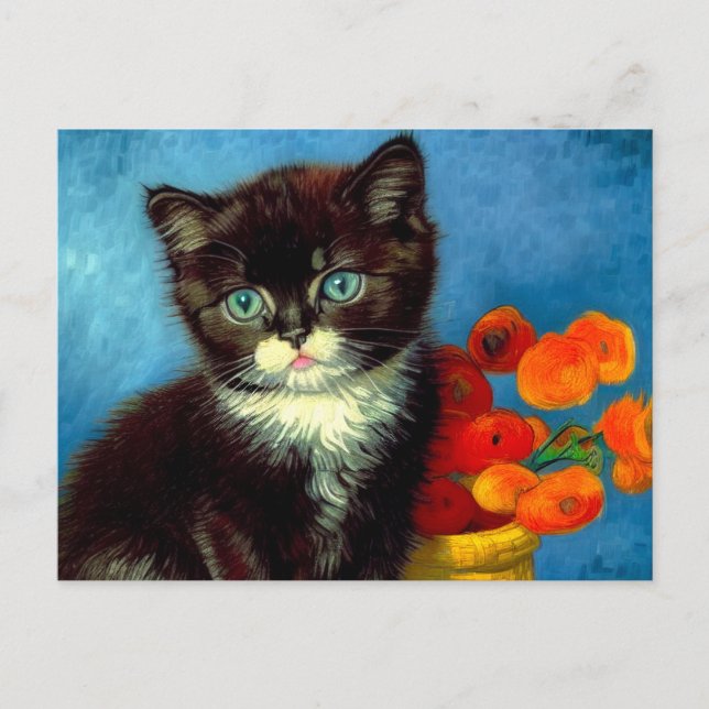 Cartão Postal Van Gogh Tuxedo Cat (Frente)