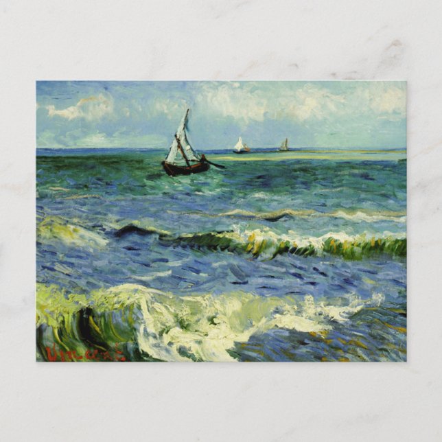 Cartão Postal Van Gogh - Um Barco de Pesca no Mar (Frente)