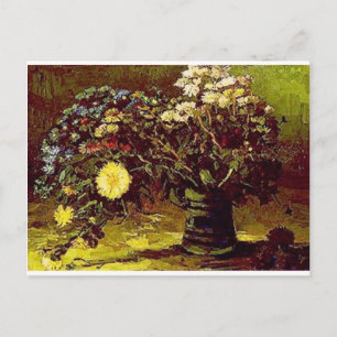 Cartão Postal Van Gogh Vase Blossoms Flores Vintage Painting