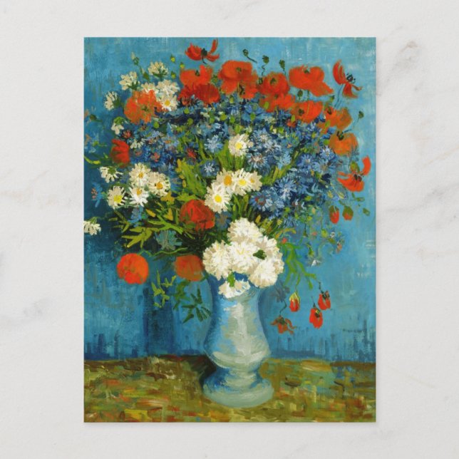 Cartão Postal Van Gogh Vase com Cornflower e Poppies (Frente)
