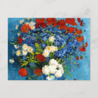 Van Gogh Vase com Cornflower e Poppies