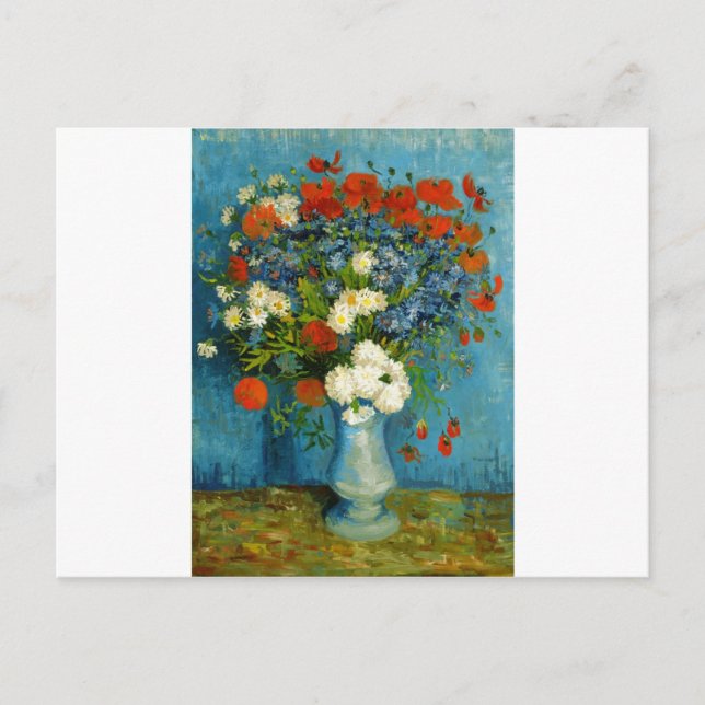 Cartão Postal Van Gogh Vase com Cornflower e Poppies (Frente)