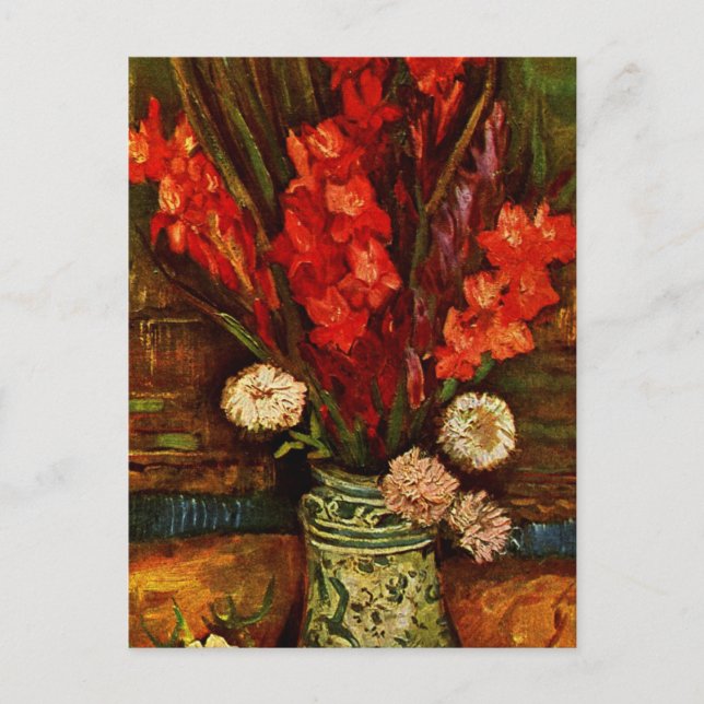 Cartão Postal Van Gogh - Vase com Gladiolas Vermelhas (Frente)
