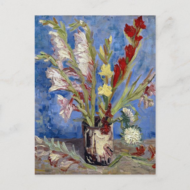 Cartão Postal Van Gogh. Vase com Gladioli e China Asters. (Frente)