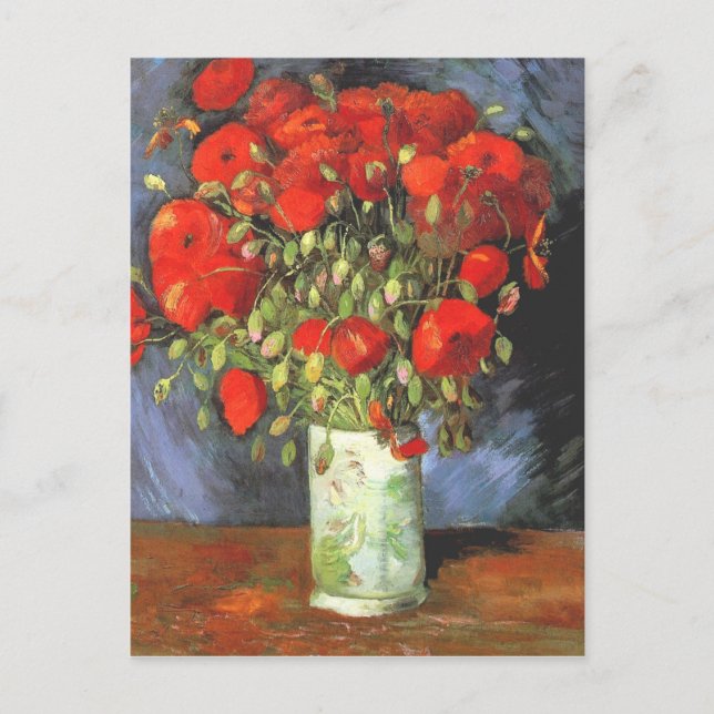 Cartão Postal Van Gogh Vase Red Poppps Floral (Frente)