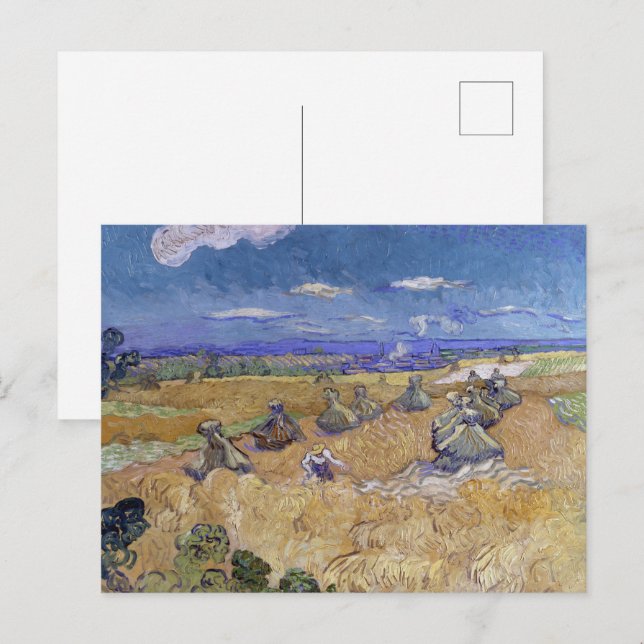 Cartão Postal Van Gogh Wheat Field - Golden Harvest Art (Frente/Verso)