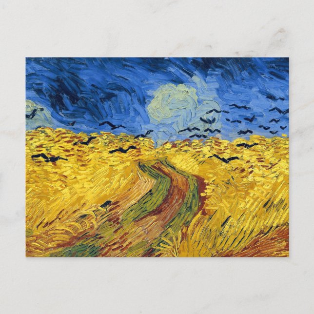 Cartão Postal Van Gogh Wheat Fields impressionista Painting (Frente)