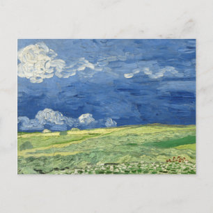 Cartão Postal Van Gogh - Wheatfield sob a pintura de nuvens