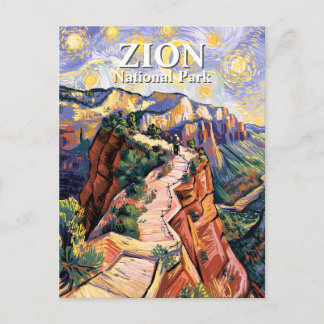 Cartão Postal Van Gogh Zion Angels Landing Hiking Trail Custom