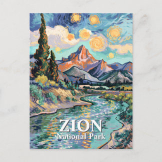 Cartão Postal Van Gogh Zion Watchman Virgin River Sunset Custom