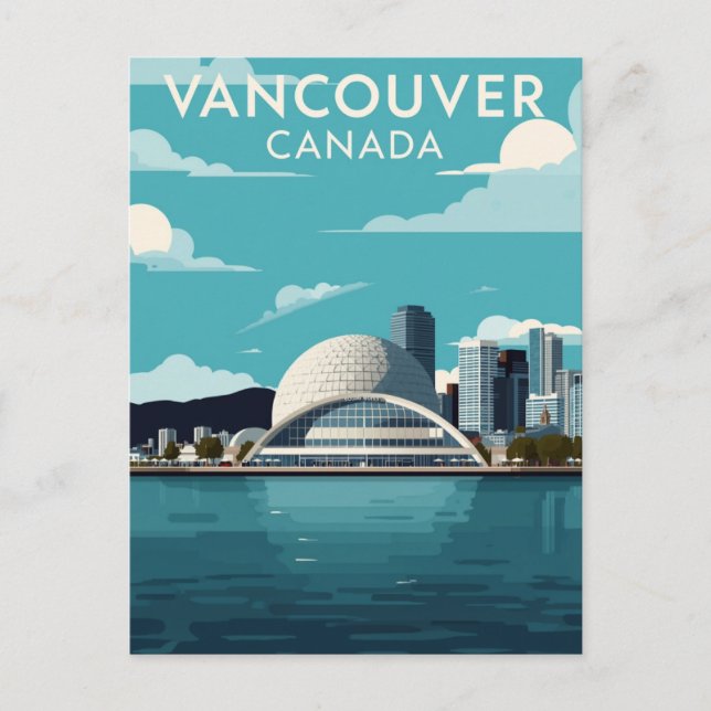 Cartão Postal Vancouver Canada Retro Travel (Frente)