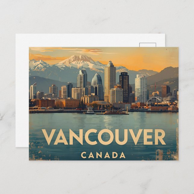 Cartão Postal Vancouver Canada Viagem Art Vintage (Frente/Verso)