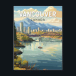 Cartão Postal Vancouver Canadá Viagem Arte Vintage<br><div class="desc">Vancouver design de viagem retro vetorial. Vancouver,  um movimentado porto marítimo da costa oeste da Colômbia Britânica,  é uma das cidades mais densas e etnicamente diversas do Canadá.</div>