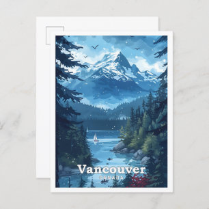 Cartão Postal Vancouver Canada Vintage Art Viagem Illustration