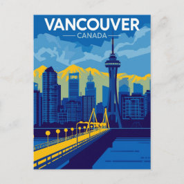 Cartão Postal Vancouver Harbour Retro Skyline