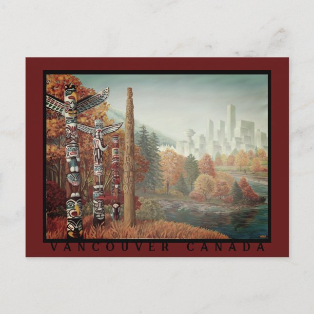 Cartão postal Vancouver Totem Cartões de Polos (Frente)