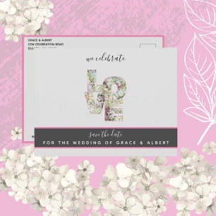 Cartão Postal Vanilla Strawberry Hydrangeas Casamento Data de Sa