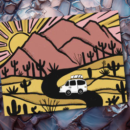 Cartão Postal Vanlife Campervan Desert Mounts RV Sunrise