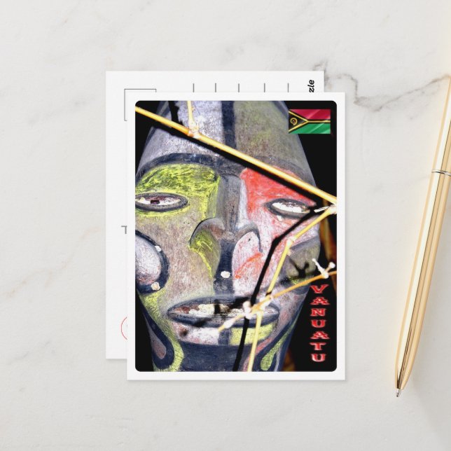 Cartão Postal Vanuatu - Máscara - (Frente/Verso In Situ)