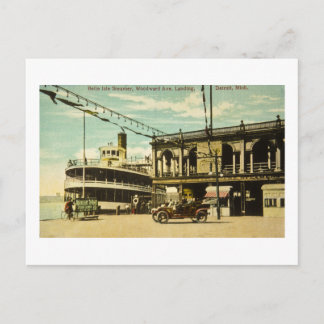 Cartão Postal Vapor Belle Isle, desembarque da Woodward Ave., De