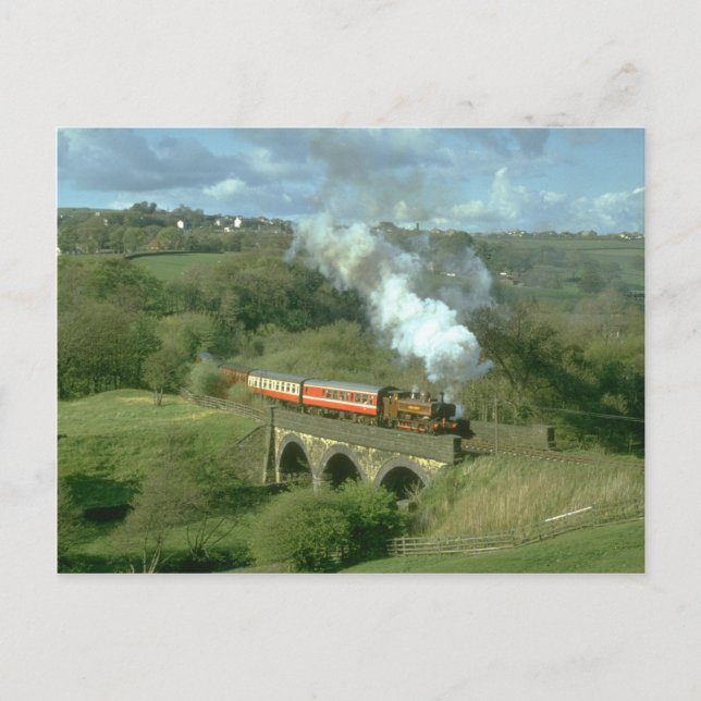 Cartão Postal vapor de Yorkshire em Mytholmes Viaduct, KWVR (Frente)